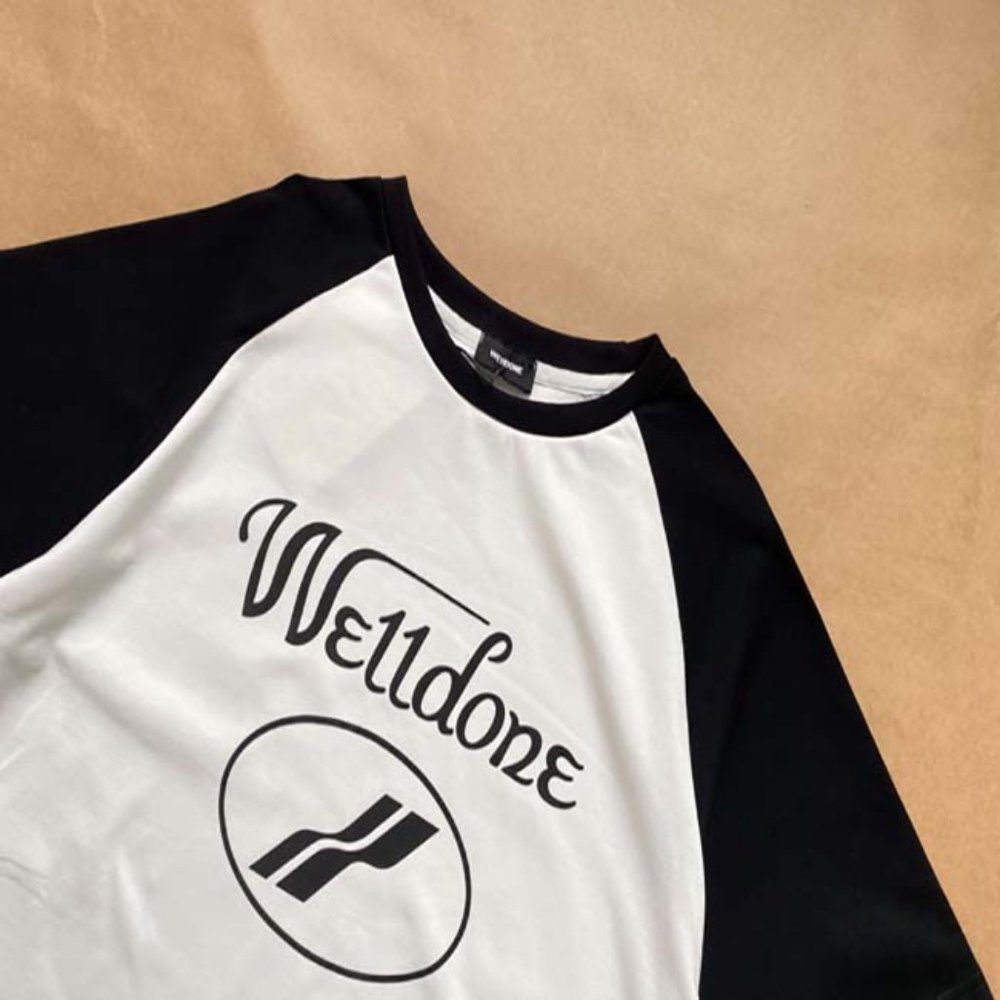 WELLDONE Logo Black & White Panel T-Shirt - White Short Sleeve - Picture 8 of 14